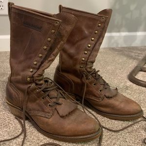 Women’s vintage Golden Retriever riding boots